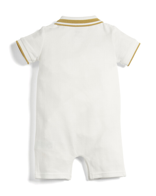 Yellow Football Embroidered Romper image number 4