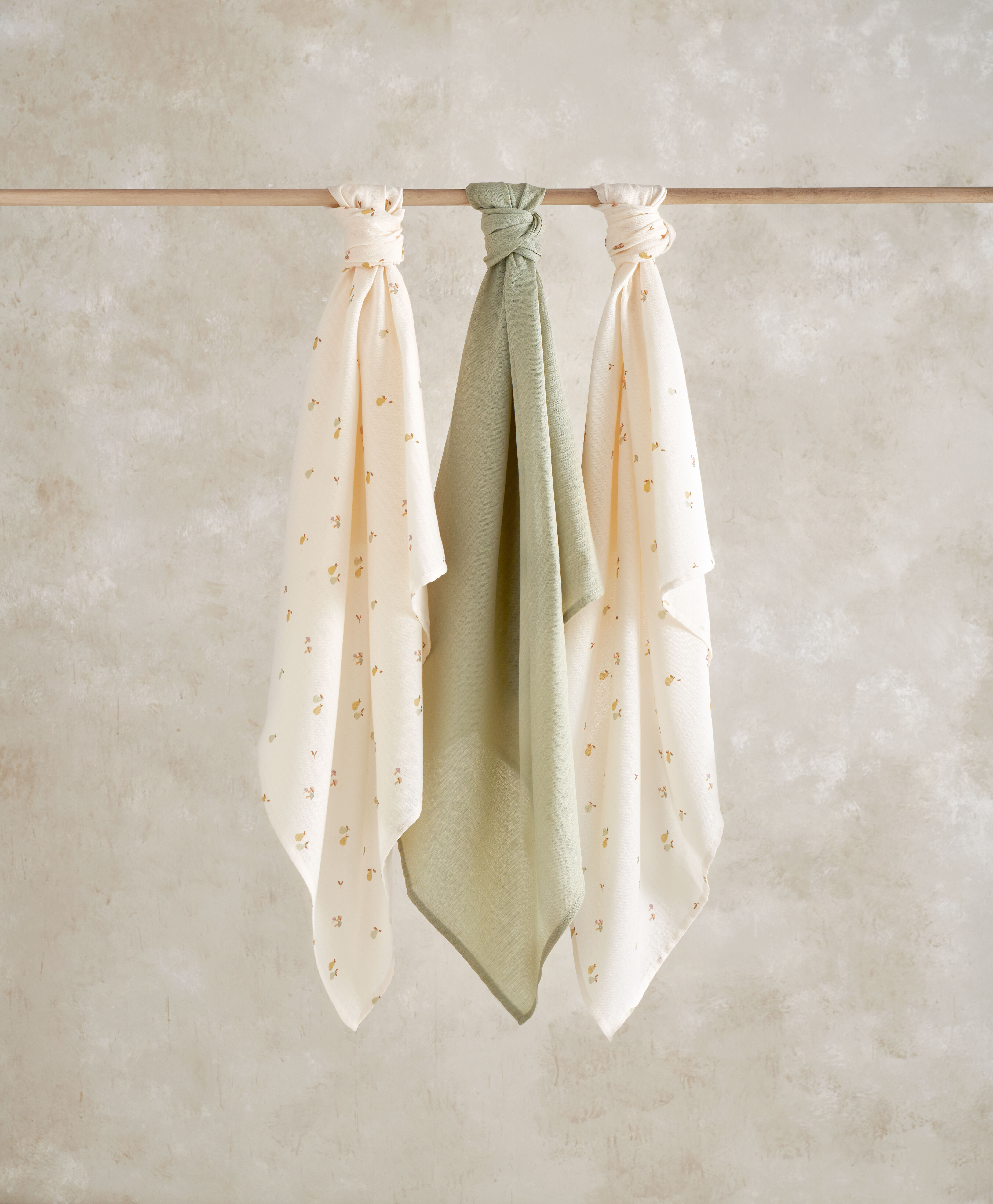 3Pk Muslin Squares Lrg - Orchard