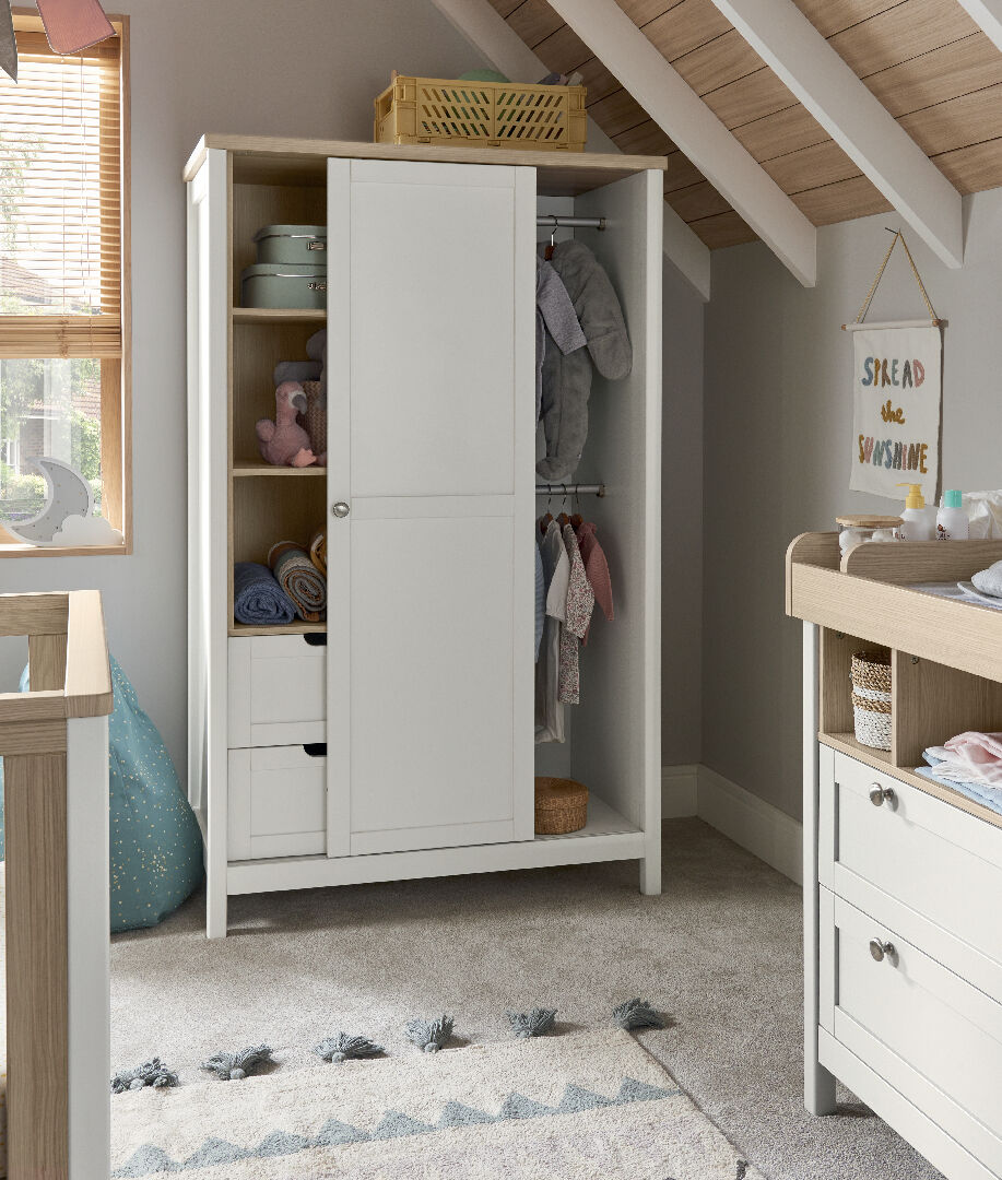 Harwell 2 Piece Cotbed Set with Wardrobe - White image number 4