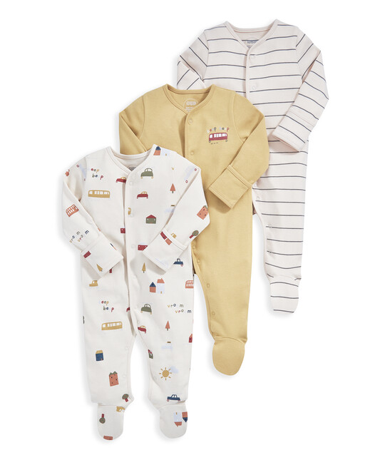 Transport Sleepsuits (Pack of 3) - Yellow image number 2