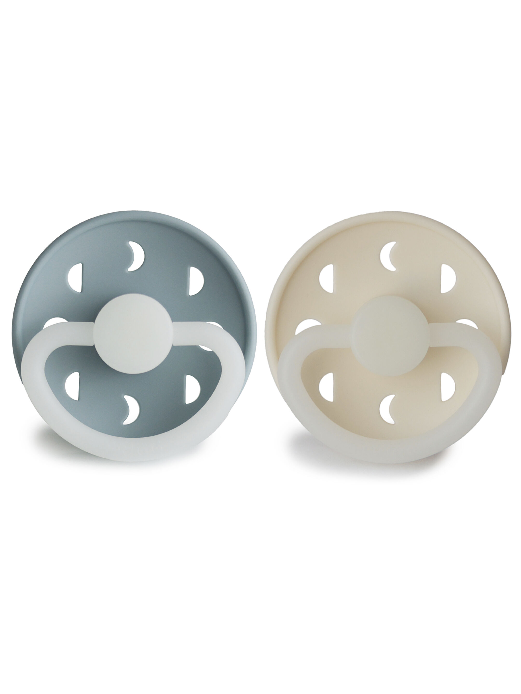 FRIGG Moon Phase Silicone Baby Pacifier 0-6M 2-Pack Stone Blue Night/Cream Night - Size 1 image number 1