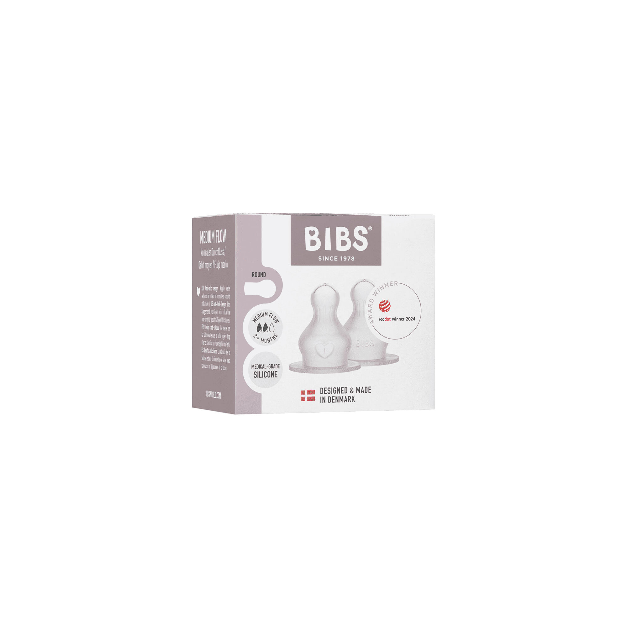 BIBS Baby Bottle Nipple Round Silicone 2 Pack Medium Flow image number 2