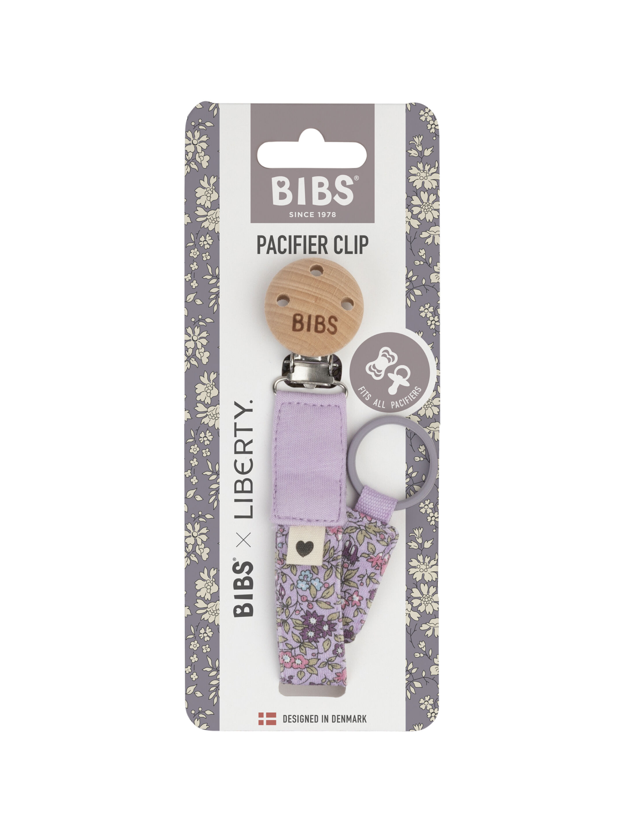 BIBS x Liberty Pacifier Clip Camomile Lawn Violet Sky image number 2
