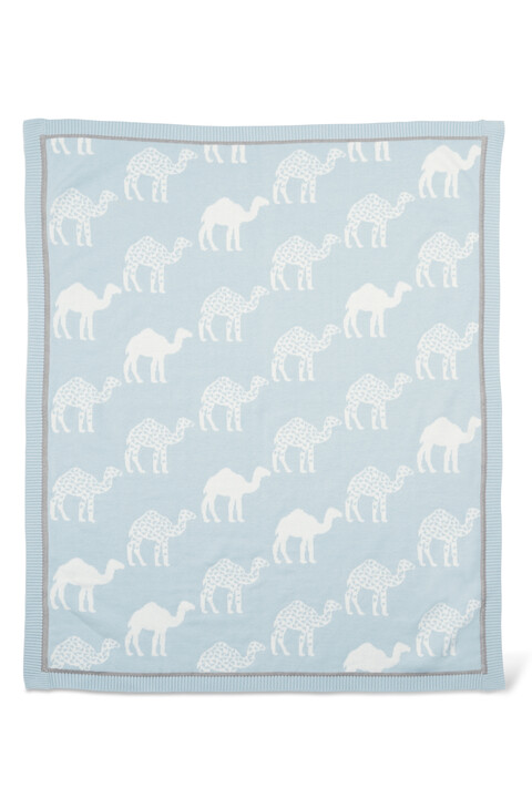 Knitted Blanket (70x90cm) - Blue Camel image number 2