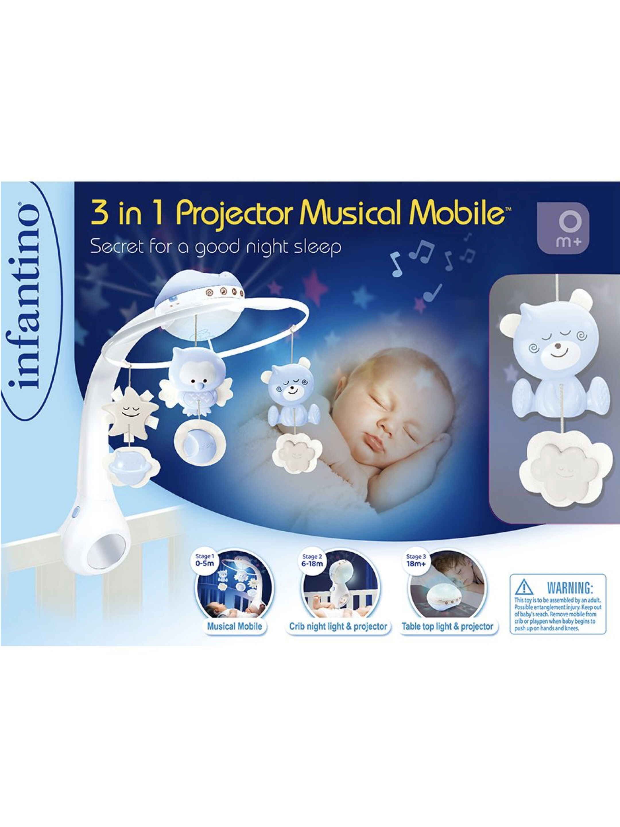 Infantino 3 In 1 Projector Musical Mobile - Blue image number 3