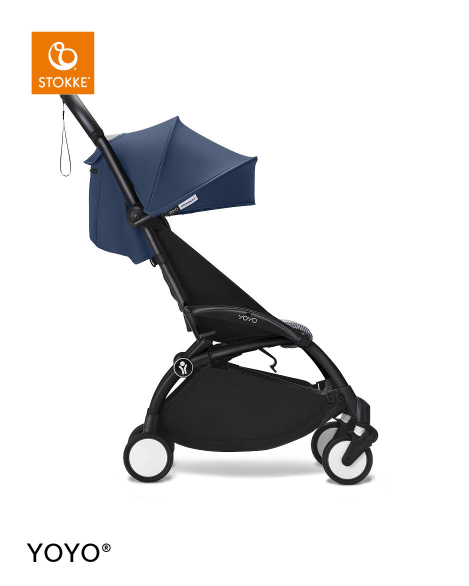 Stokke YOYO&sup3; Black Frame with 6+ Color Pack &ndash; Air France Blue & Cup Holder (3 Pieces)