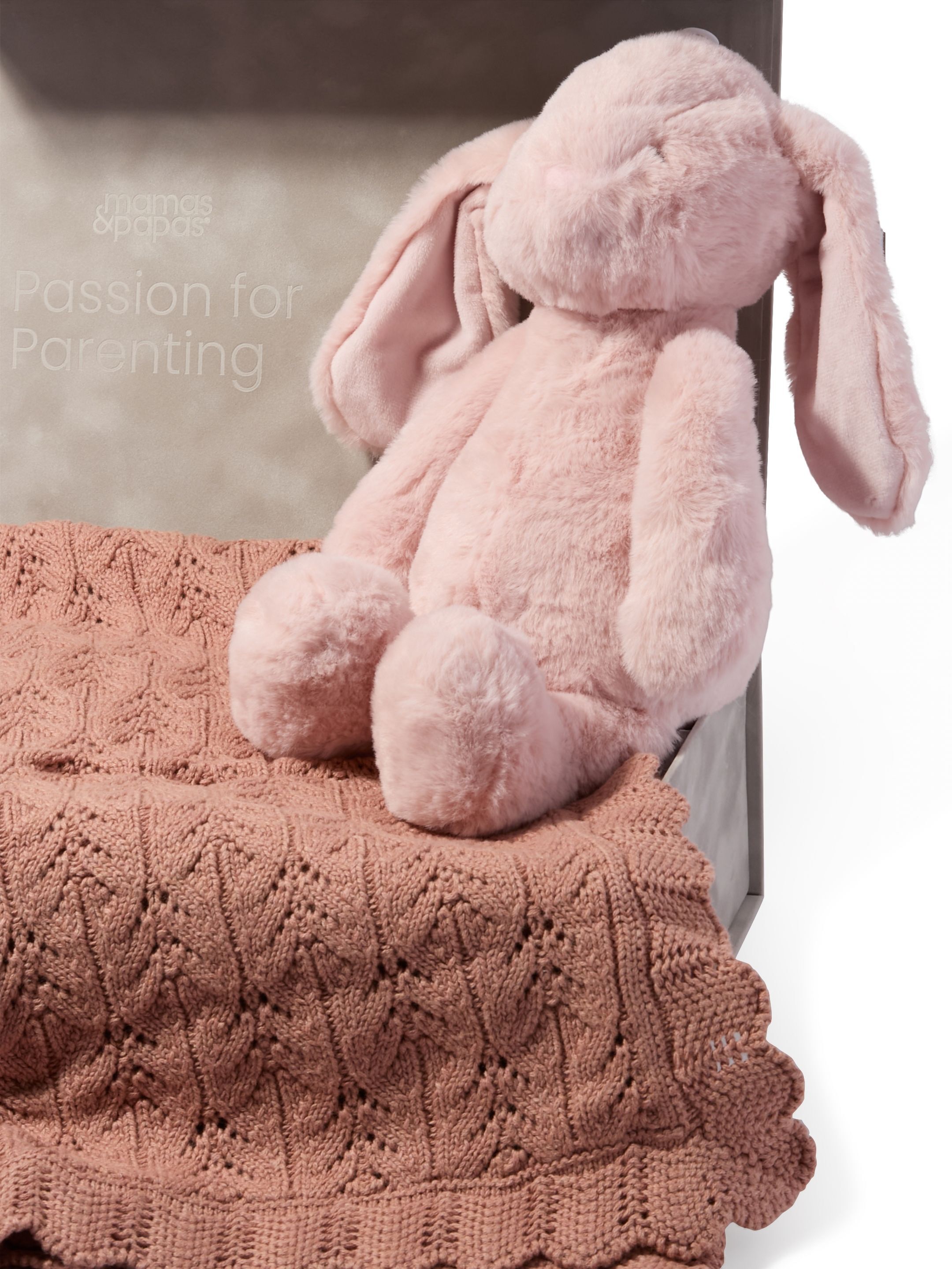 Cosy Gift Set - Wildflower Knitted Blanket with Pink Bunny Soft Toy image number 2