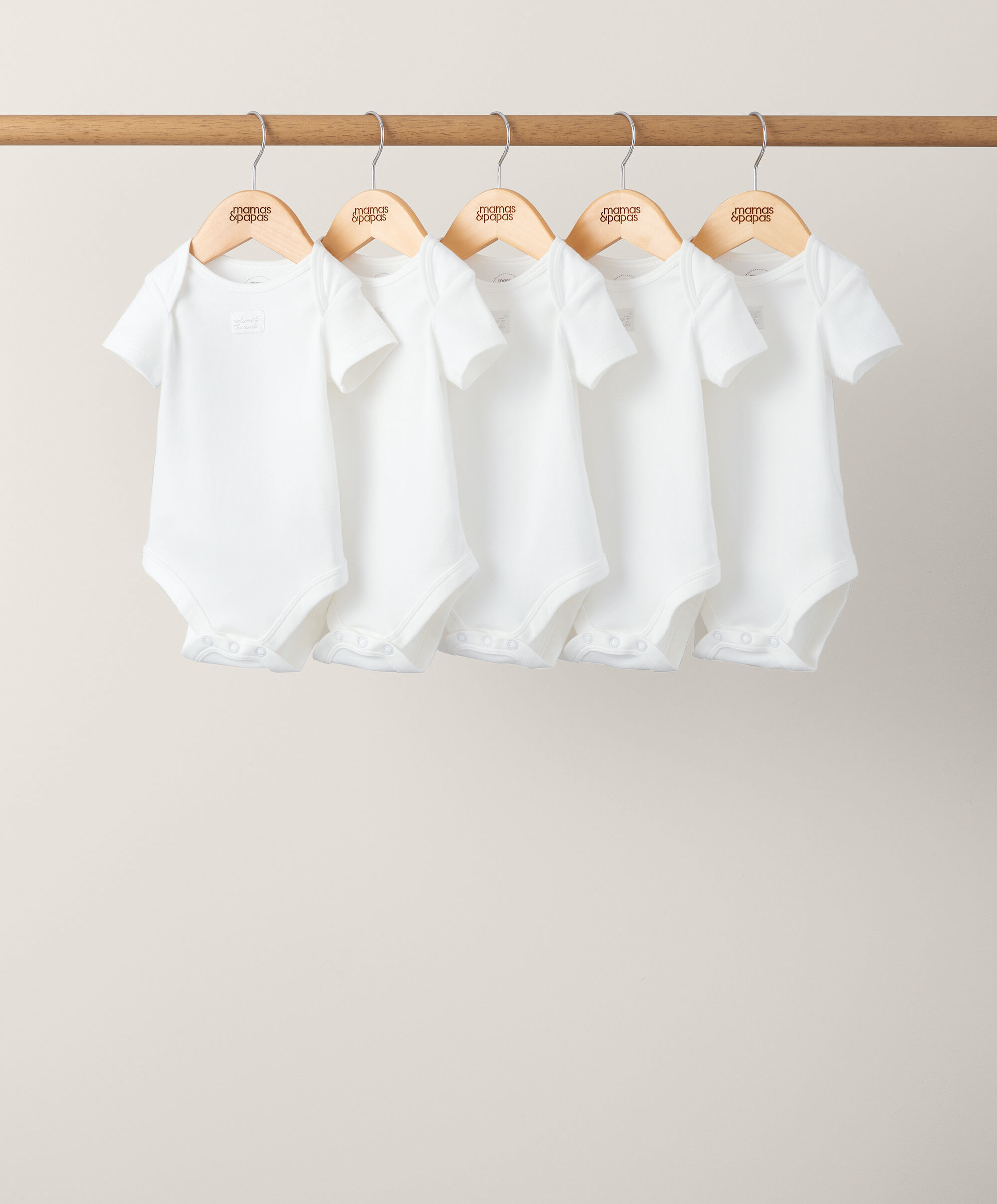 5 pack White Organic Short-sleeved Bodysuits image number 3