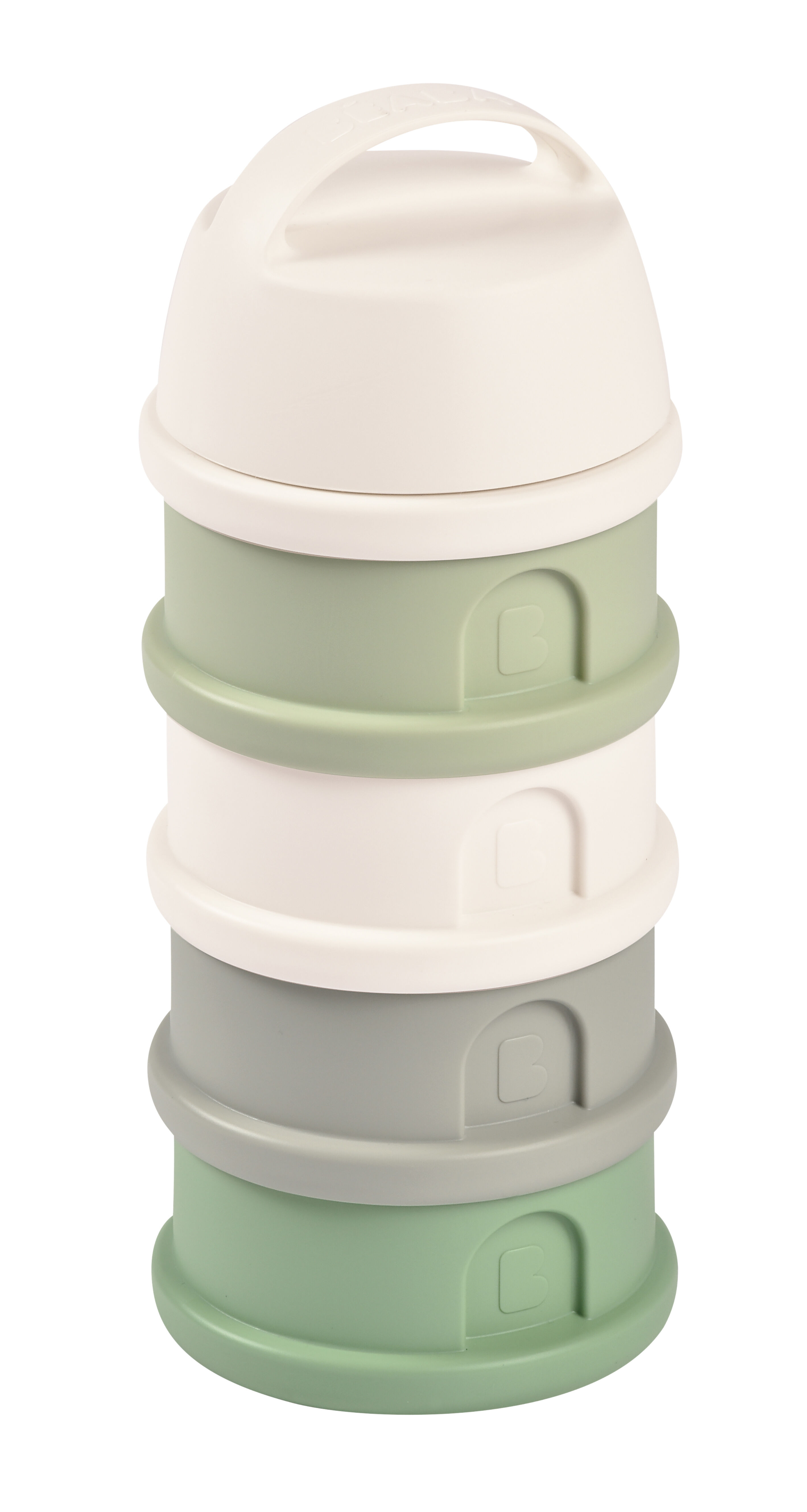 Beaba Formula Milk Container 4 Compartments Cotton white Sage green image number 3