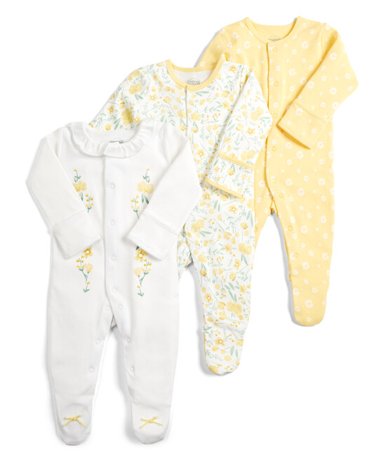 Yellow Floral All-in-Ones - 3 Pack image number 1