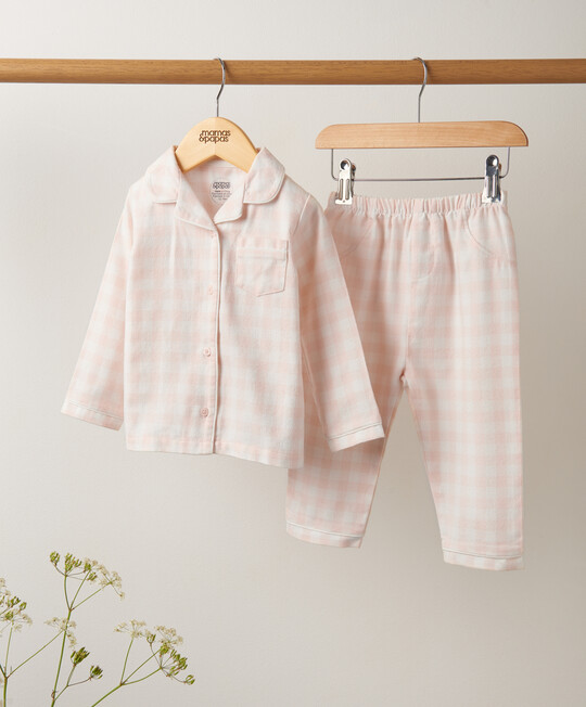 Pink Gingham Woven Pyjamas image number 4