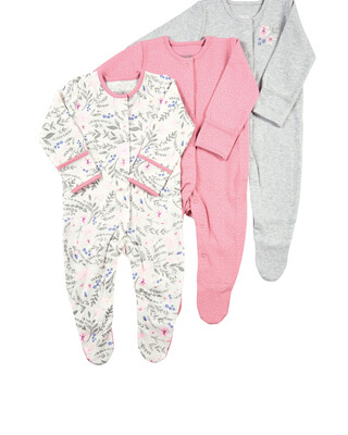 Pack of 3 Floral Sleepsuits