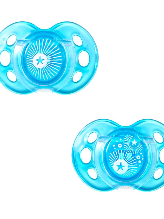 Tommee Tippee Closer to Nature Air Style Soothers 6-18 months (2 Pack) - Blue image number 1