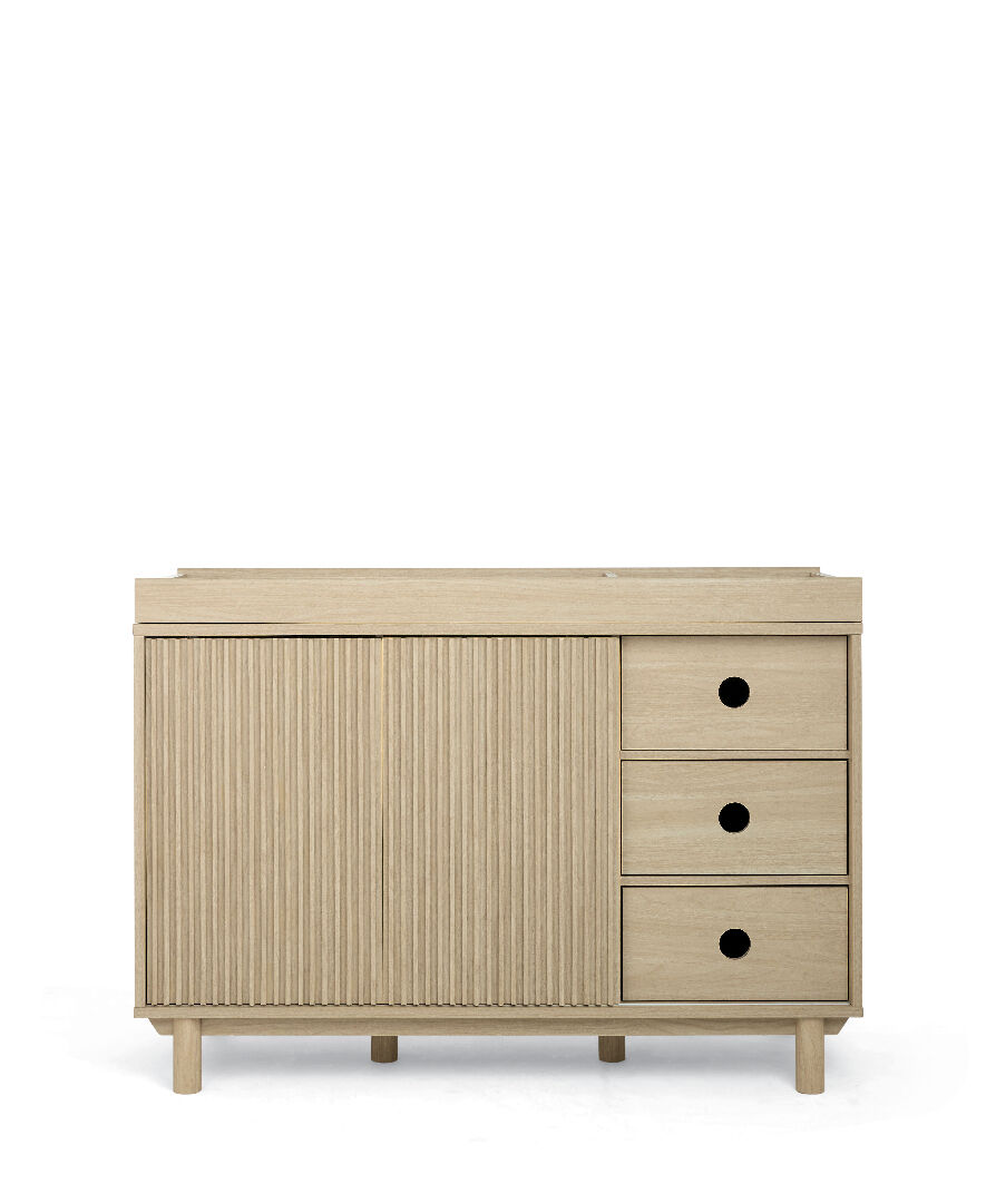 Oska 2 Piece Wide Dresser Changer Set with Wardrobe- Oak image number 5