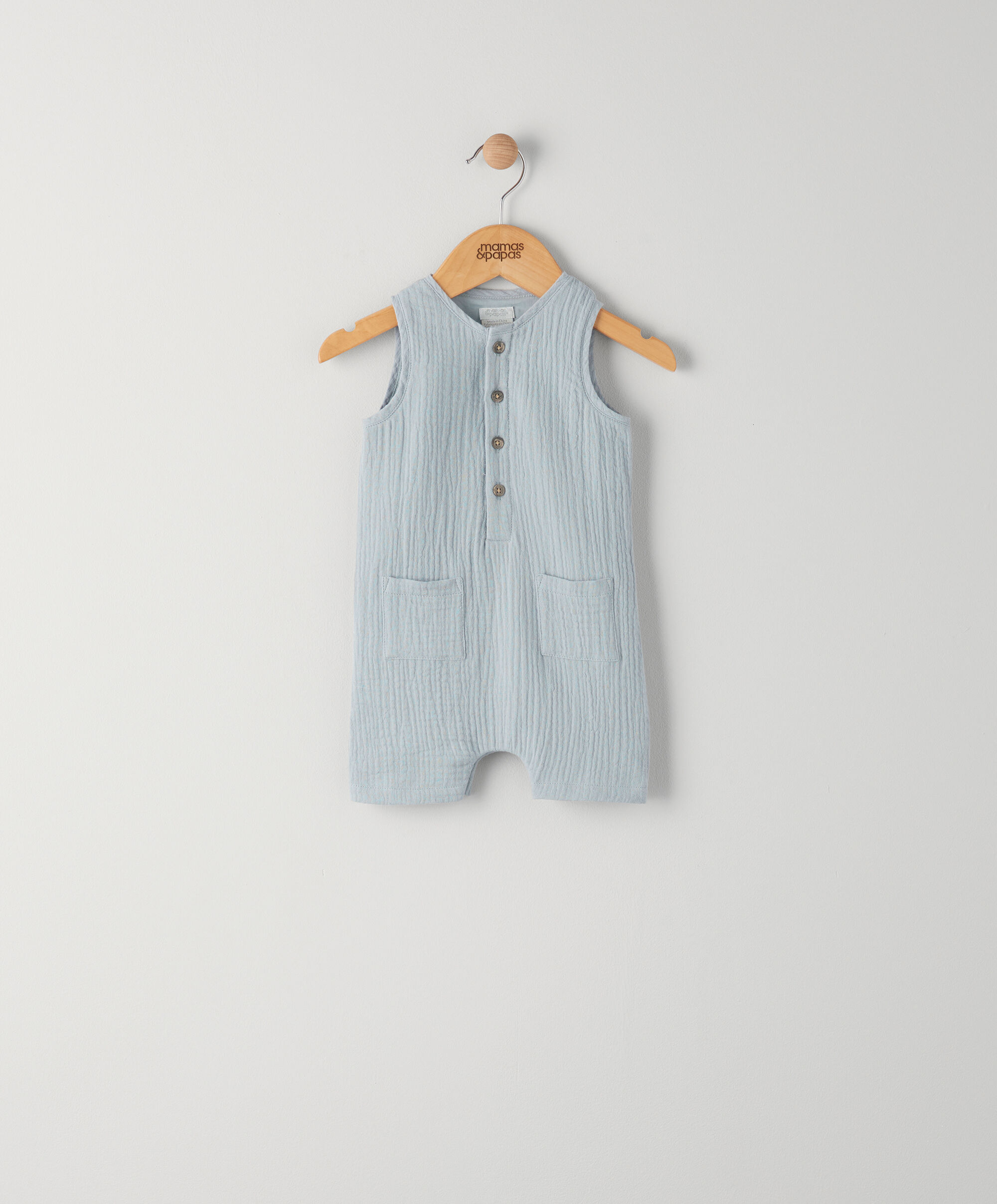 Blue Crinkle Sleeveless Romper image number 1