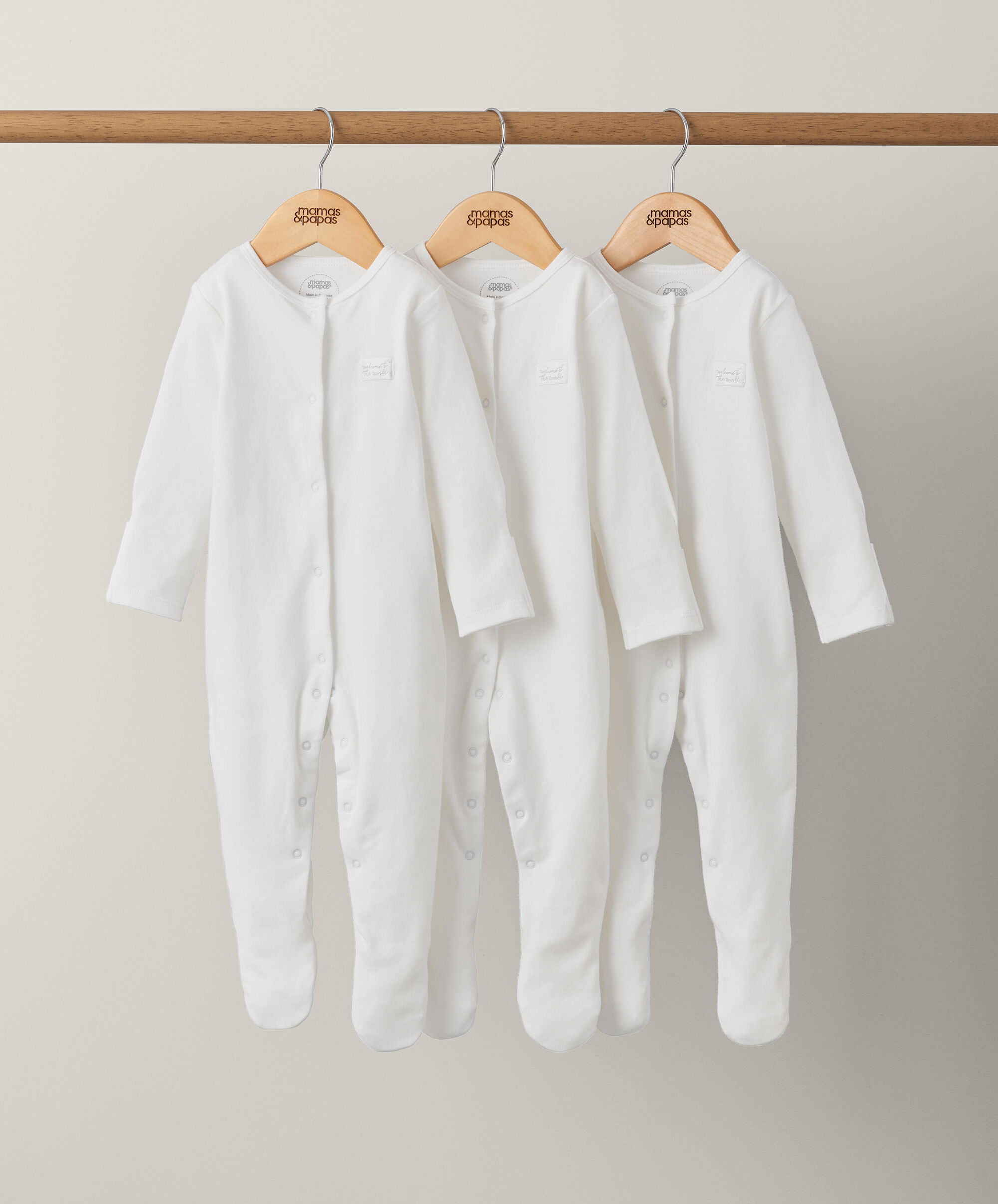 Organic Sleepsuits (Set of 3) - White image number 3