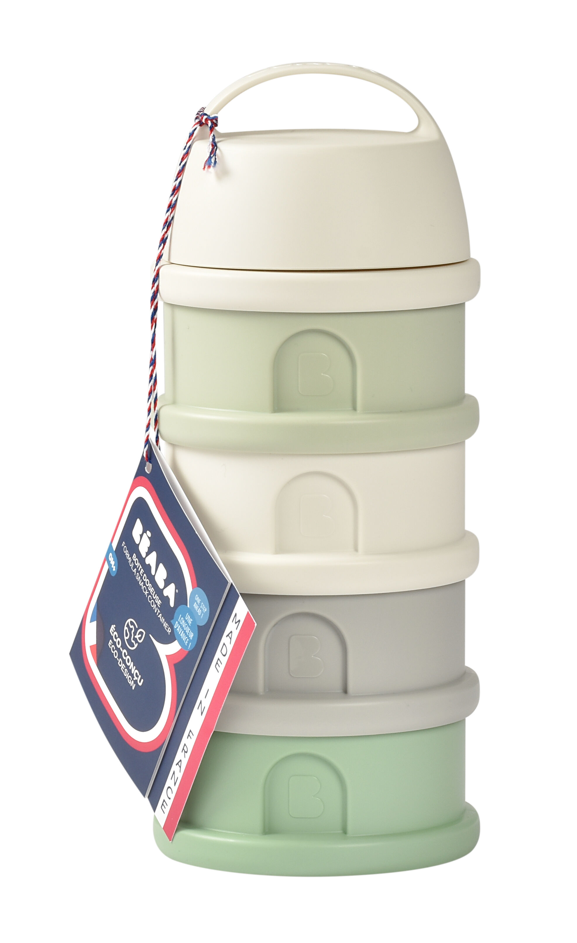 Beaba Formula Milk Container 4 Compartments Cotton white Sage green image number 4