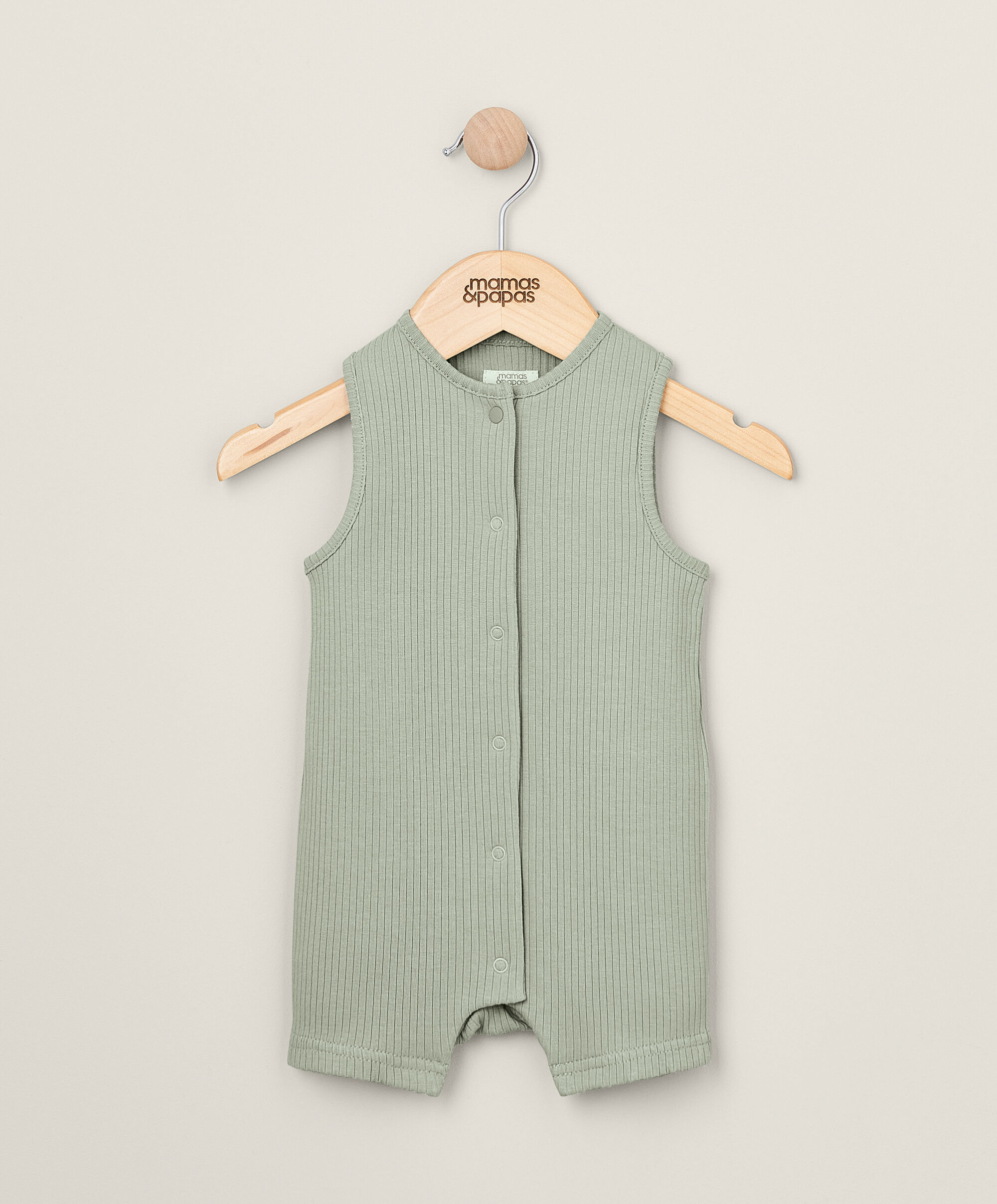 Ribbed Sleeveless Romper - Sage Green image number 1