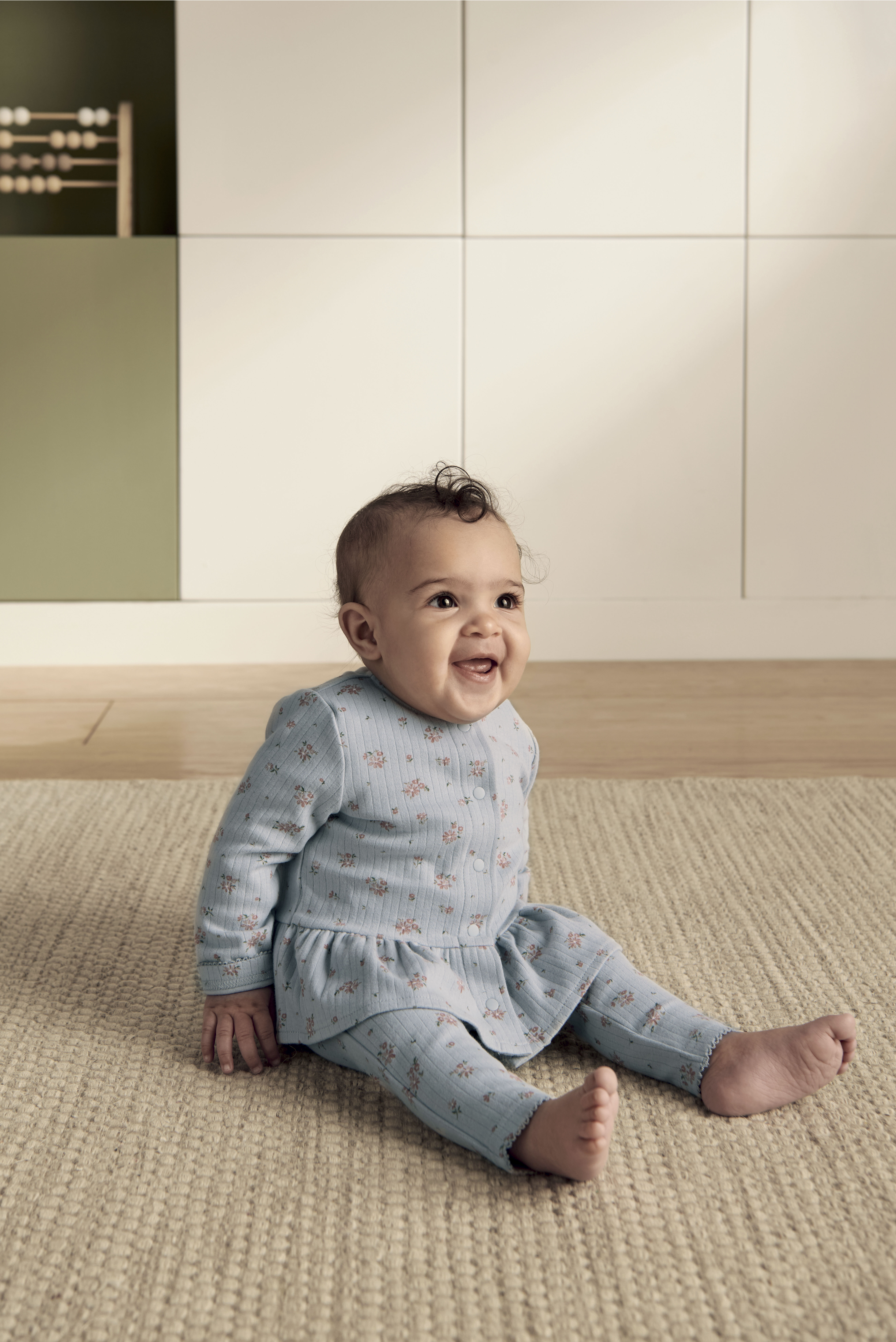 Floral Ribbed Top & Leggings Outfit Set image number 1