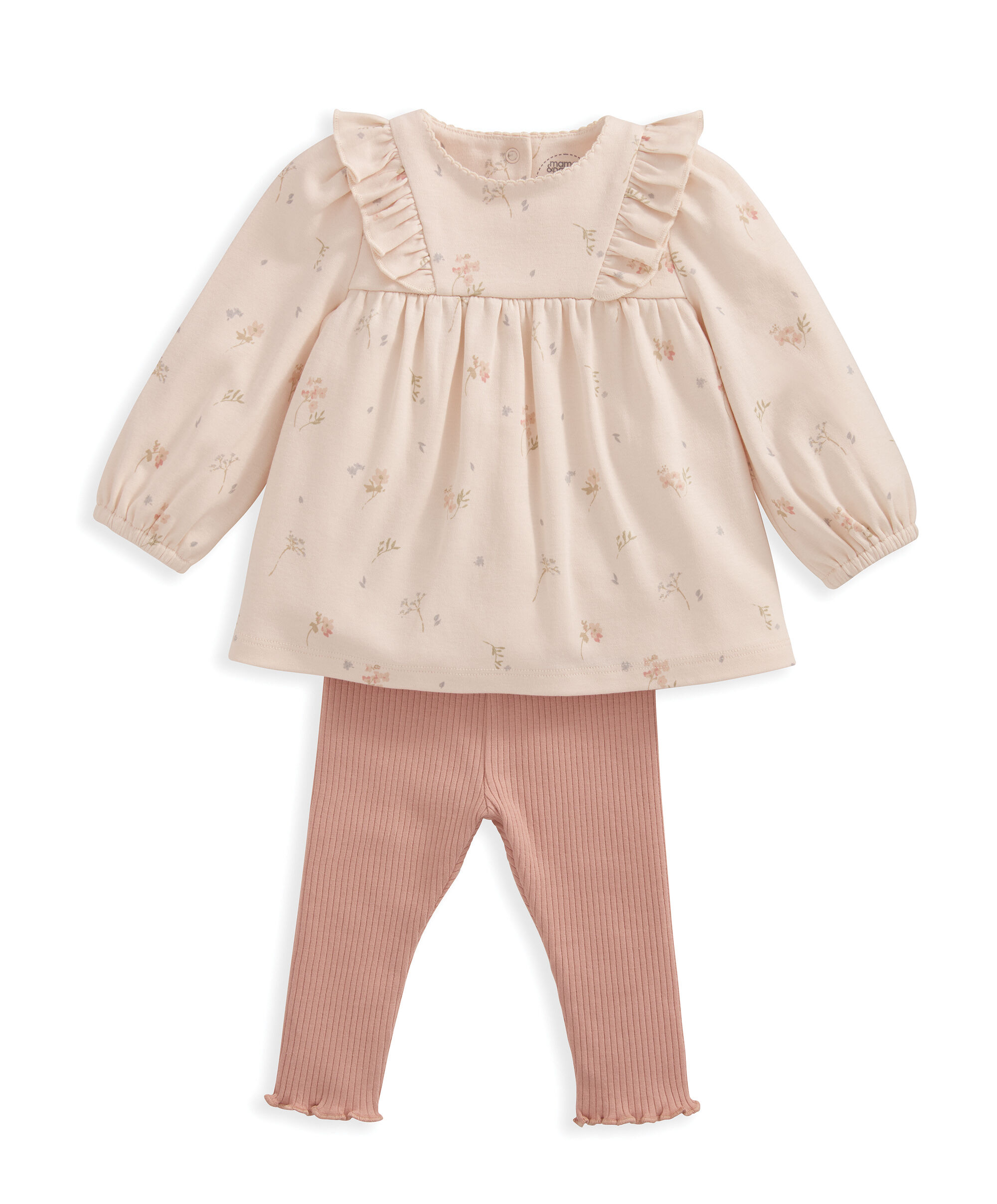 Long-Sleeve Top & Leggings Outfit Set - Floral image number 4