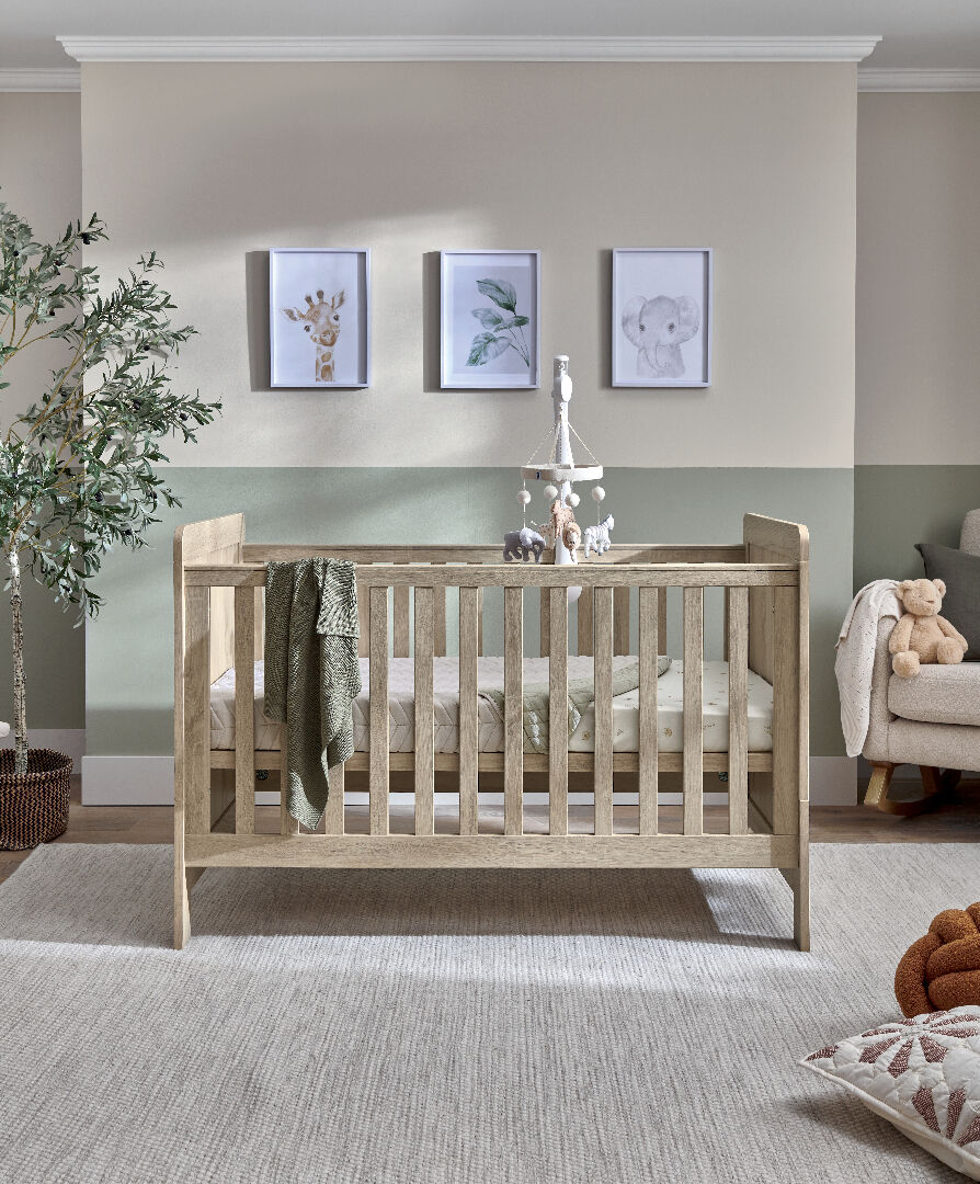 Atlas 3 Piece Cotbed Set with Dresser Changer and Wardrobe- Light Oak image number 2